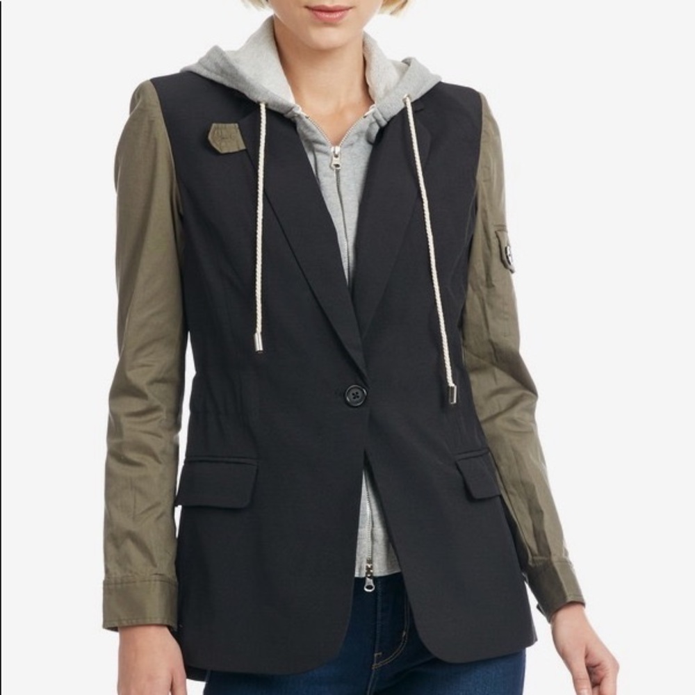 Green Blazer Jacket With Hood